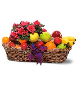 Cesta de Frutas Seleccionadas y Flores
