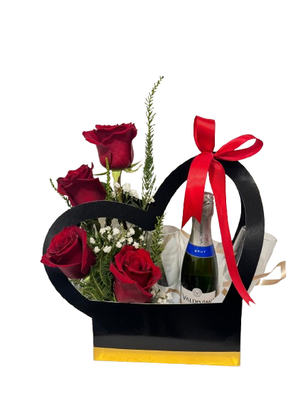 Cartera de 4 Rosas, champaita y copas