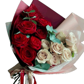 12 Rosas Blanco y Rojo