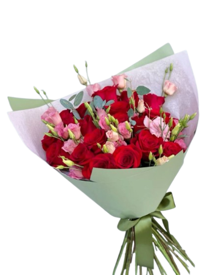 Elegante Ramo en Rosas y Lisianthus